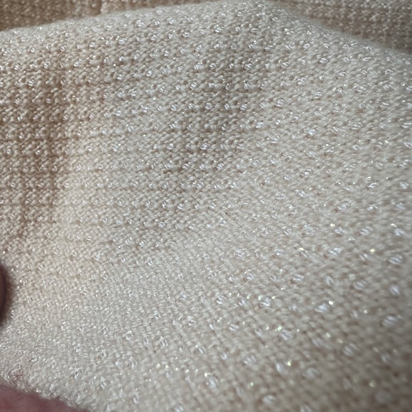 ST. JOHN ivory w/gold accents short sleeve button front jacket w/ collar sz 6 - Picture 7 of 9